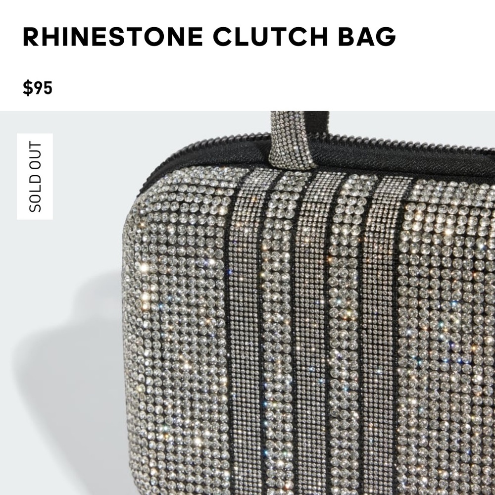 NWT Adidas Sparkling Rhinestone Clutch - Silver and Black - Picture 6 of 7